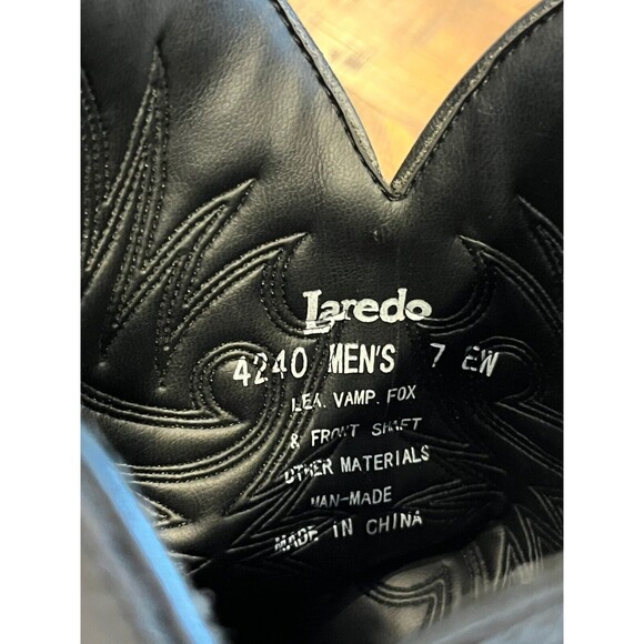 Laredo Mens boots Black Cowboy Western  Sz 7 EW Resist NWOT - Picture 7 of 10